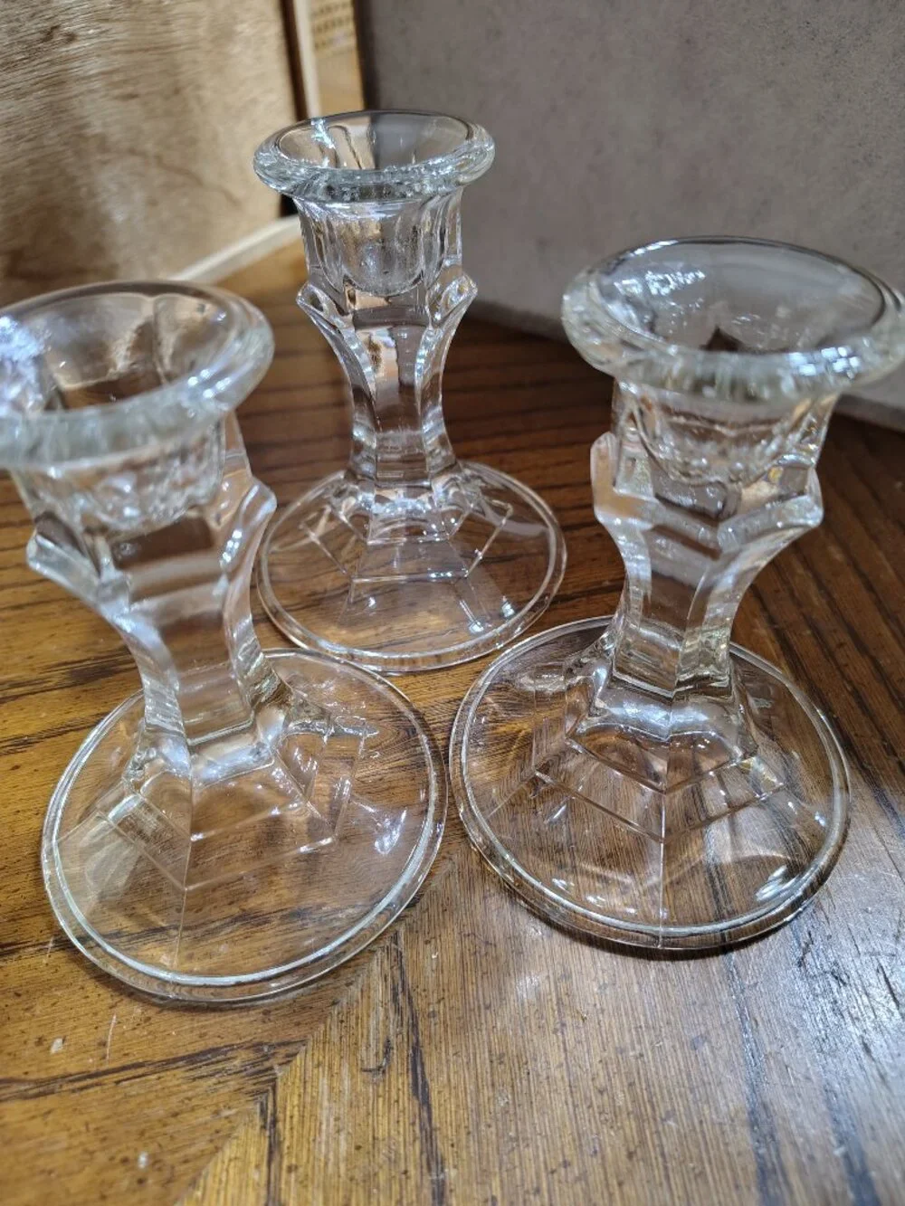 Set of Three Vintage Tapper Candle Holders  Pedestals